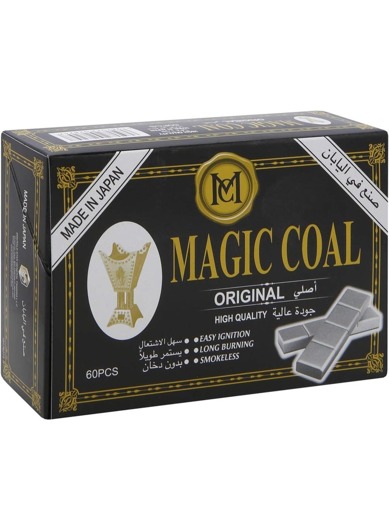 Magic Coal For Incense Burner Bakhoor Charcoal - Easy Ignition - (60 Pcs) Silver - Image 2